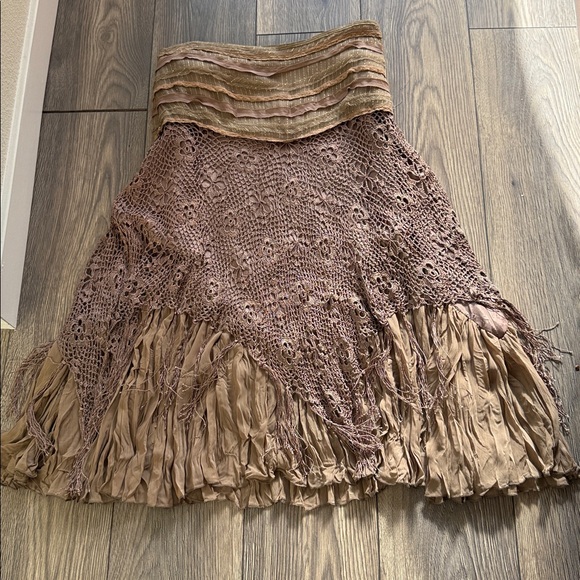 Sweet by Miss Me Brown Crochet Fringe Skirt - Picture 5 of 9
